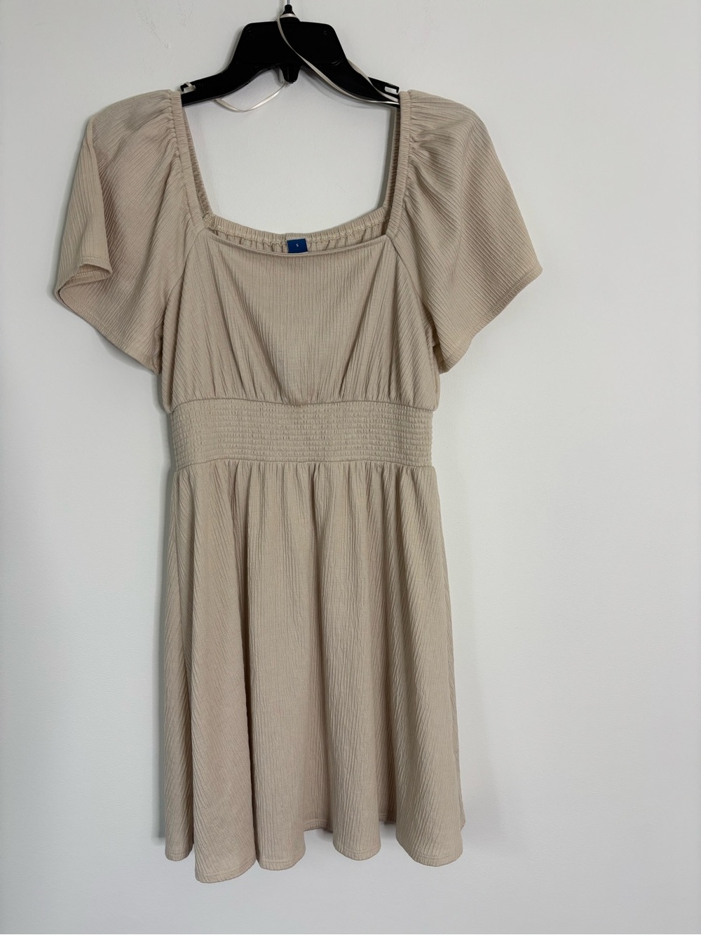 Old Navy Beige Square-Neck Flutter Sleeve Dress